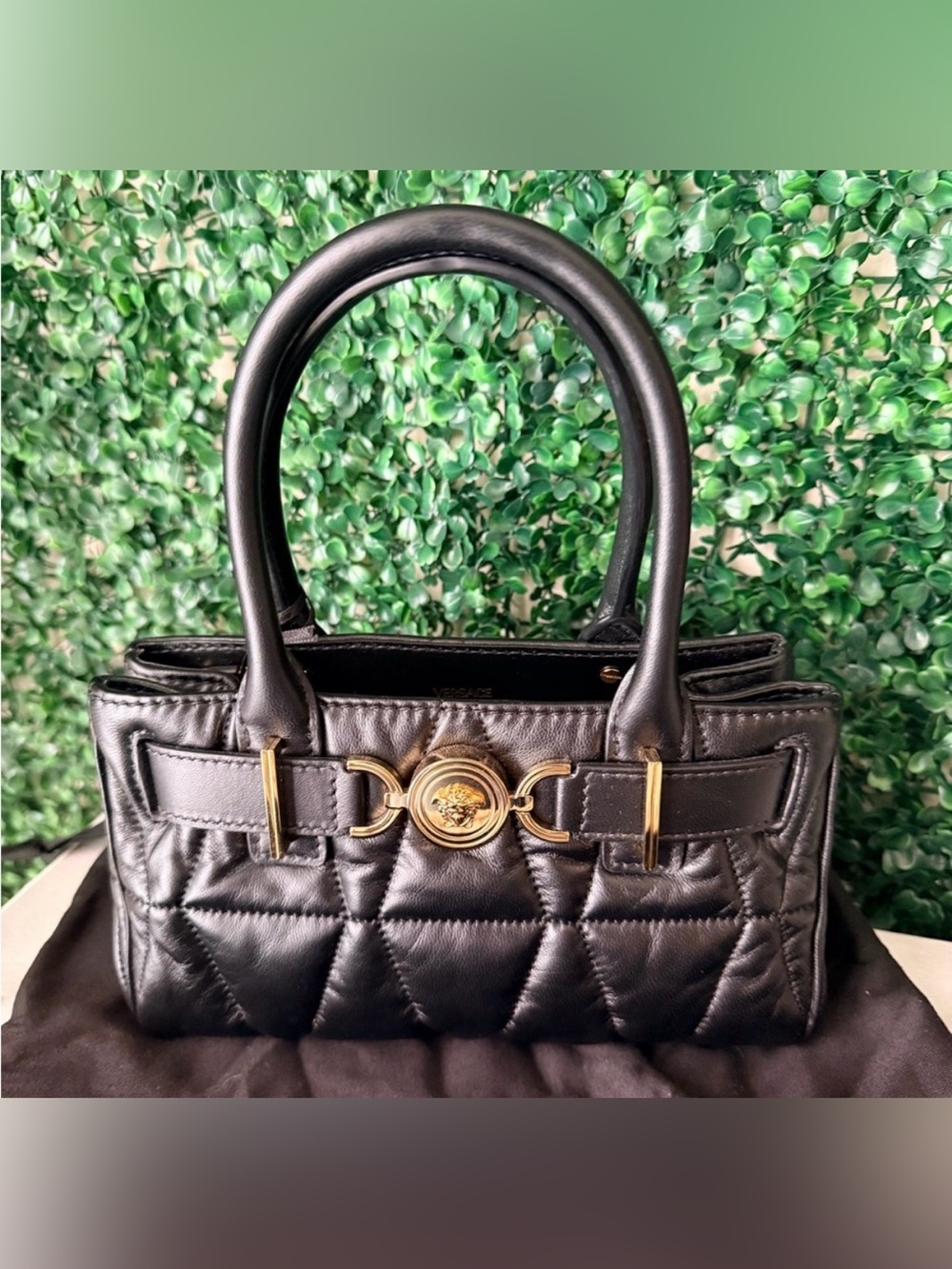 Versace Medusa 95 Small Black Quilted Handbag NWT